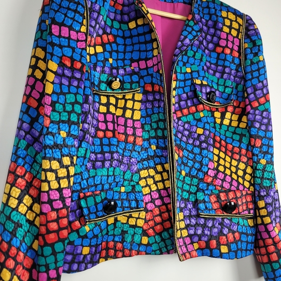 Vintage Don Elliott Crop Rainbow Jacket size medium/ large - Picture 2 of 12